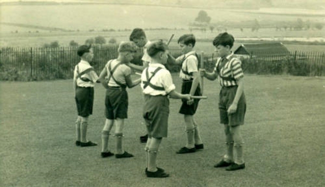 Bere Regis School Pupils practicing a Morris Dance for the County Dance Festival in 1958